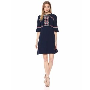 Ella Moon 3/4 Juliette Sleeve Dress Navy/Coral